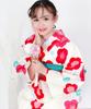 Yukata One Change 3 Piece Set Heiko Junior Girls [KYOETSU] Set, Yukata, Piece, Girls, Ecru, Weave, (Yukata, Obi, Geta), (3.Plum Stripes, 130cm)