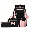 Nuovo Set Zaino Scolastico alla Moda, Semplice Zaino a 3 Pezzi con Borsa Pranzo e Astuccio per Studenti delle Scuole Primarie e Medie