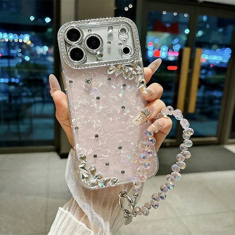 

iPhone 17 Pro Laser Heart Pattern Case with Diamond Lens Protector iPhone 17