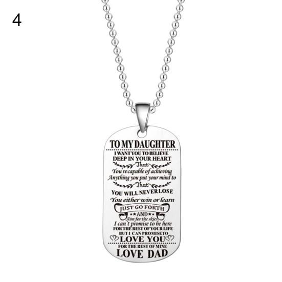 Simple Gift Vintage Ball Chain To My Daughter Tag Pendant Necklace Guard