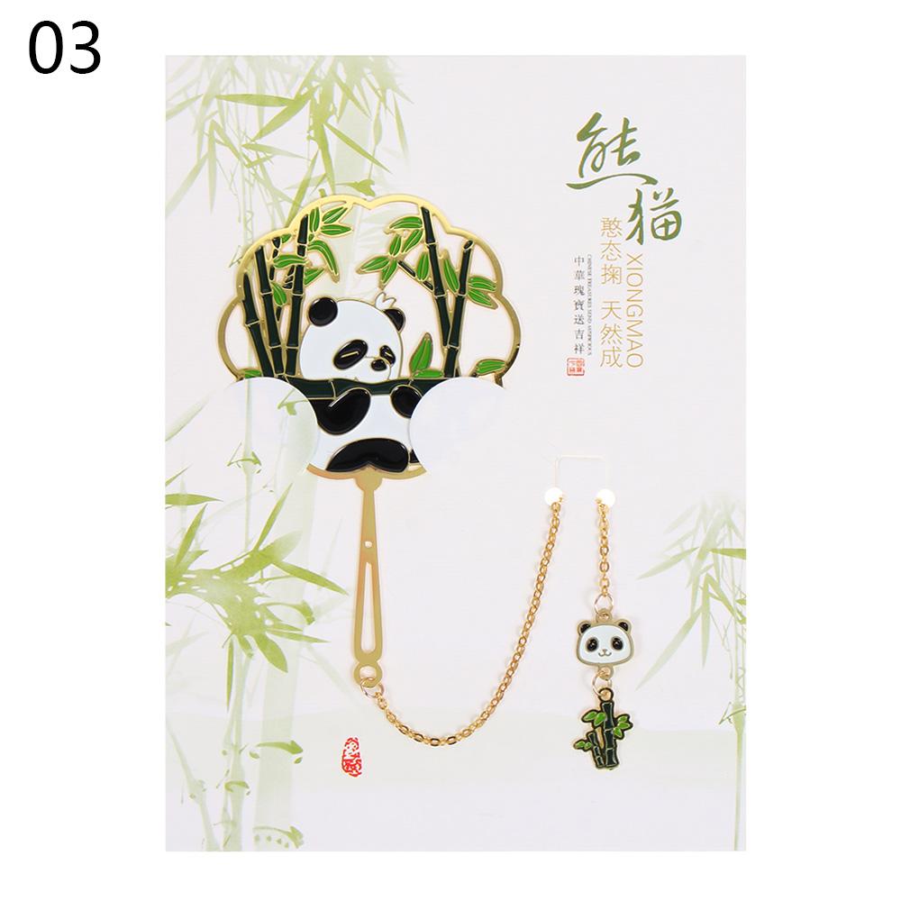 Chinesischer Stil Metall Retro Panda Lesezeichen Metall Anhänger Hohl Buchclip Quaste Seitenmarkierung Schreibwaren Geschenk Schulbedarf