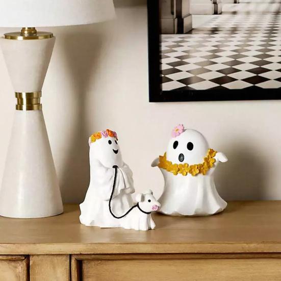 jijijing Halloween Ghost Figurine, Spooky Resin Statue, Classic Decoration for Indoor Outdoor Tabletop Decor, Durable Retro Ornament Gift