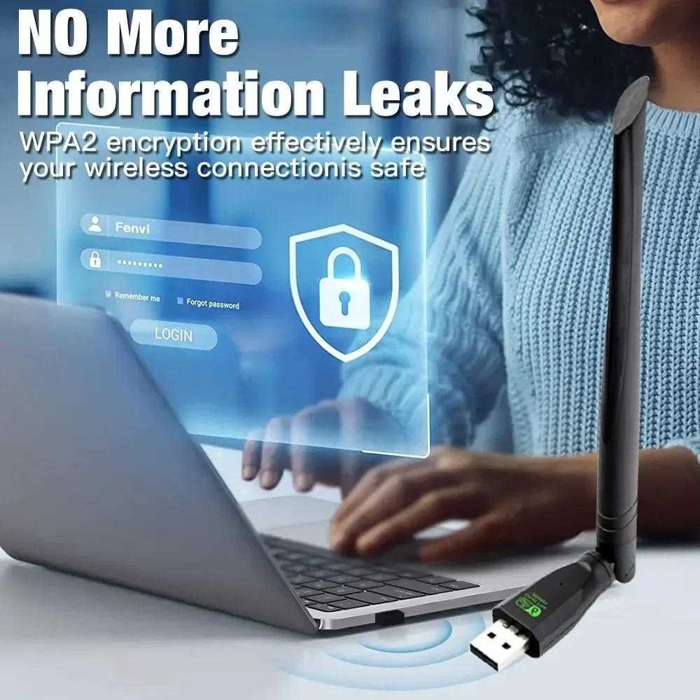 WiFi 6 USB Adapter AX286 Network Card Dongle 2.4GHz 802.11AX Antenna Signal Reception for Laptop Windows 10/11 Driver-Free