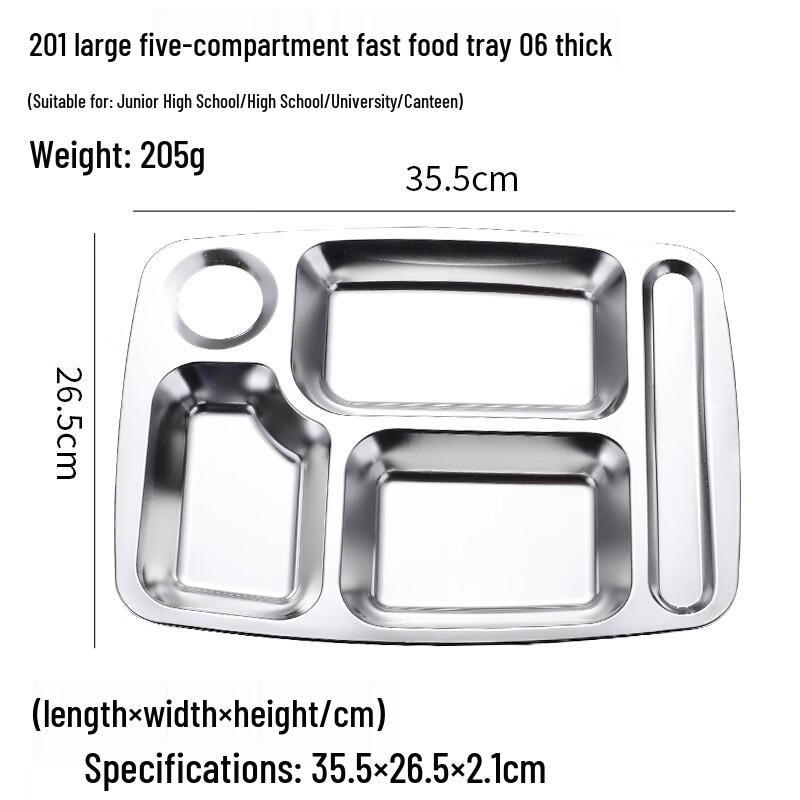 304 Stainless Steel Divided Lunch Tray