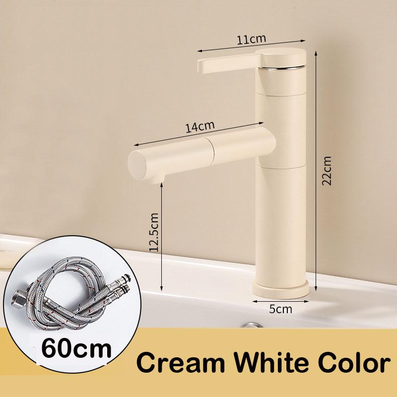Bathroom Basin Faucets Black Sink Faucets Hot Cold Water Mixer Crane White Deck Mounted 360° Rotating Universal Water Taps Gray