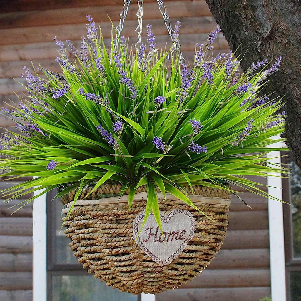 Outdoor Fake Flower Green Plant Spring Grass Lavender Artificial Simulation Plant Monkey Grass Home Decoration Lavender Flower