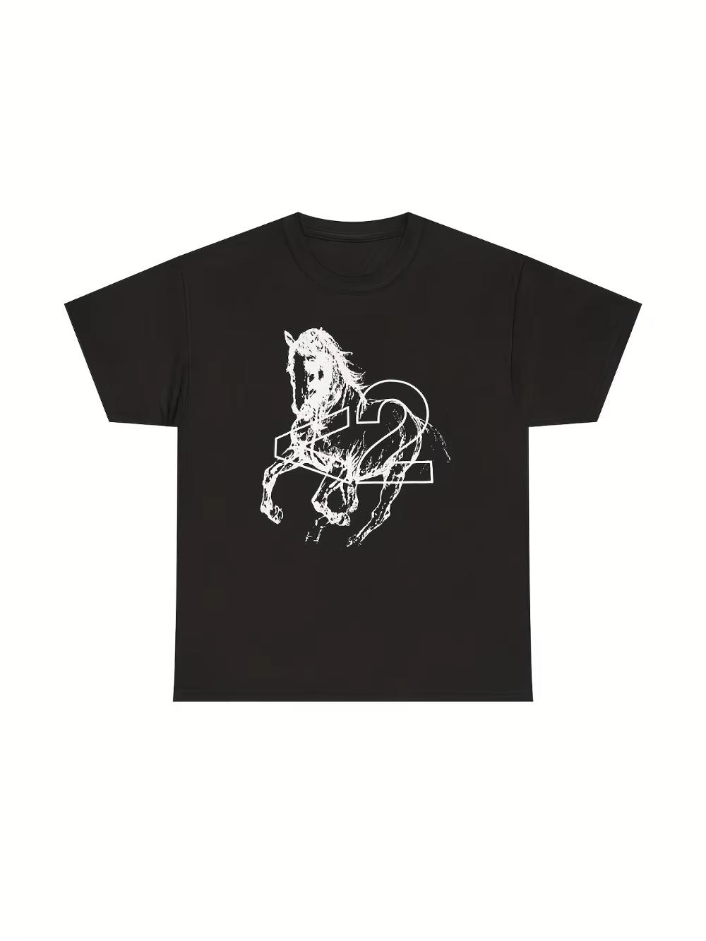 2hollis 2h Black Horse Pattern TShirt Album Tour Product Casual TShirt Is Perfect For Casual Wear And Summer Wear 2XL