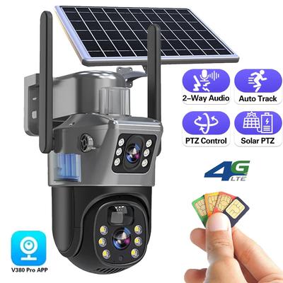 LS VISION 4G SIM Außenkamera 8MP WiFi V380 Doppellinse KI Auto-Tracking Nachtsicht Zwei-Wege-Audio CCTV Sicherheitsschutz mit Solarpanel