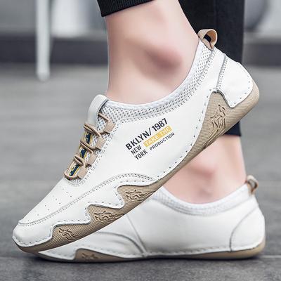 Genuine Leather First-layer Calfskin Shoes, Soft Leather White Shoes, Lightweight Casual Breathable Shoes
