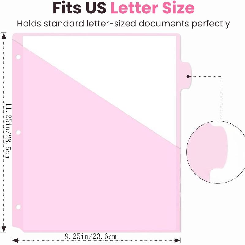 8 Tabs A4 Size 3 Ring Binder Dividers Waterproof Plastic File Index Pages Double-Pocket Index Dividers