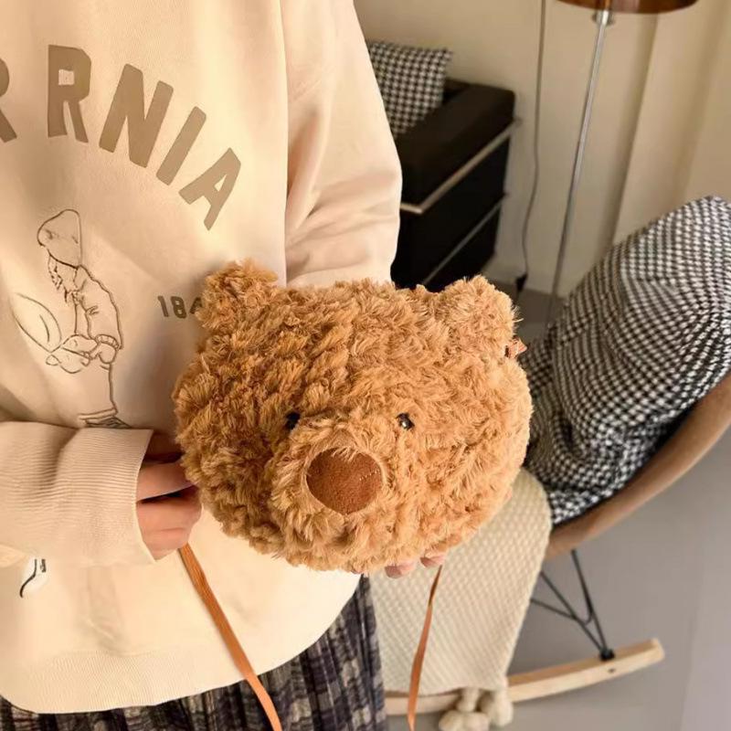 Barcelona Cute Cartoon Bear Plush Doll Backpack & Women’s Crossbody Bag - Little Bear & Pink Pig Design
