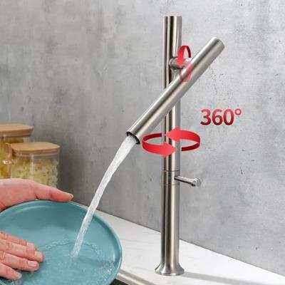 Spülbecken aus Edelstahl 304 Küchenarmatur Mischbatterie Wasser Kalt Warm Hähne Einhebel 360 Drehung Keramikventil Klappbar