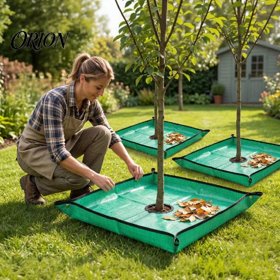 Gardening Supplies for Yard Work Landscape Pruning Tarp, Waterproof PE Leaf Collection Blanket, Windproof Cleanup Mat Center Opening Sheet Tree