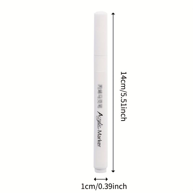 15pcs White Acrylic Marker Pens - Waterproof, Quick-Dry Art Markers for Drawing, Sketching, and Coloring, Sleek White Markers