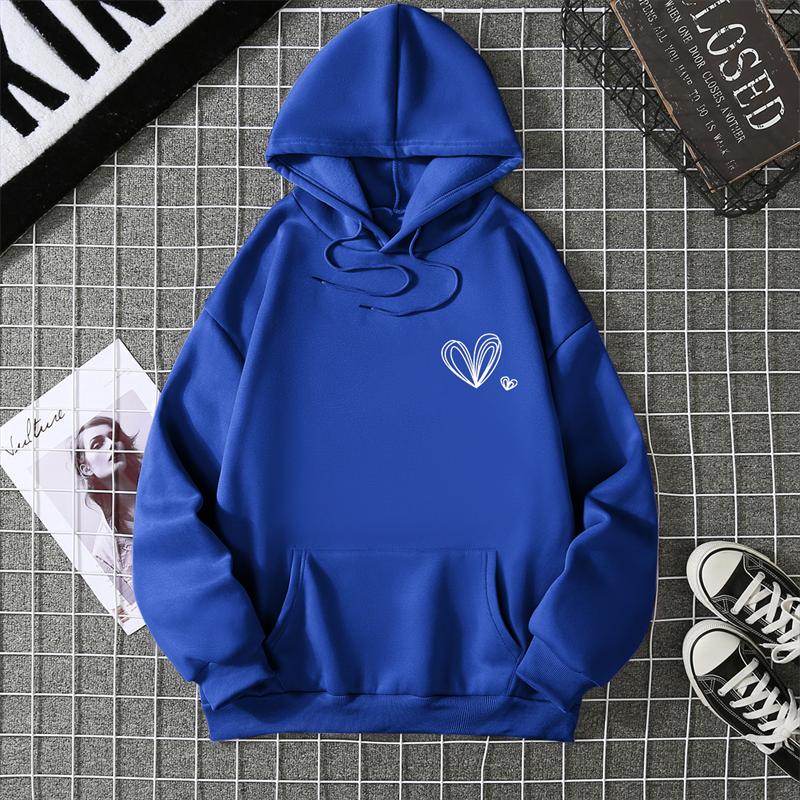 A Simple Depiction Of Love Printed Women Hooded Graphic Funny Hoodies O-Neck Loose Casual Tops Sport Street Sweatshirt