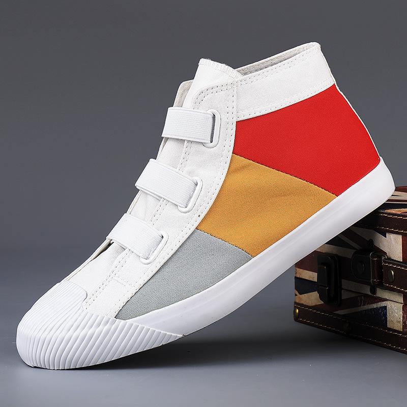 Autumn 2026 Men's Color Block Canvas Skate Shoes - Soft Sole, Breathable, Slip-On Casuals