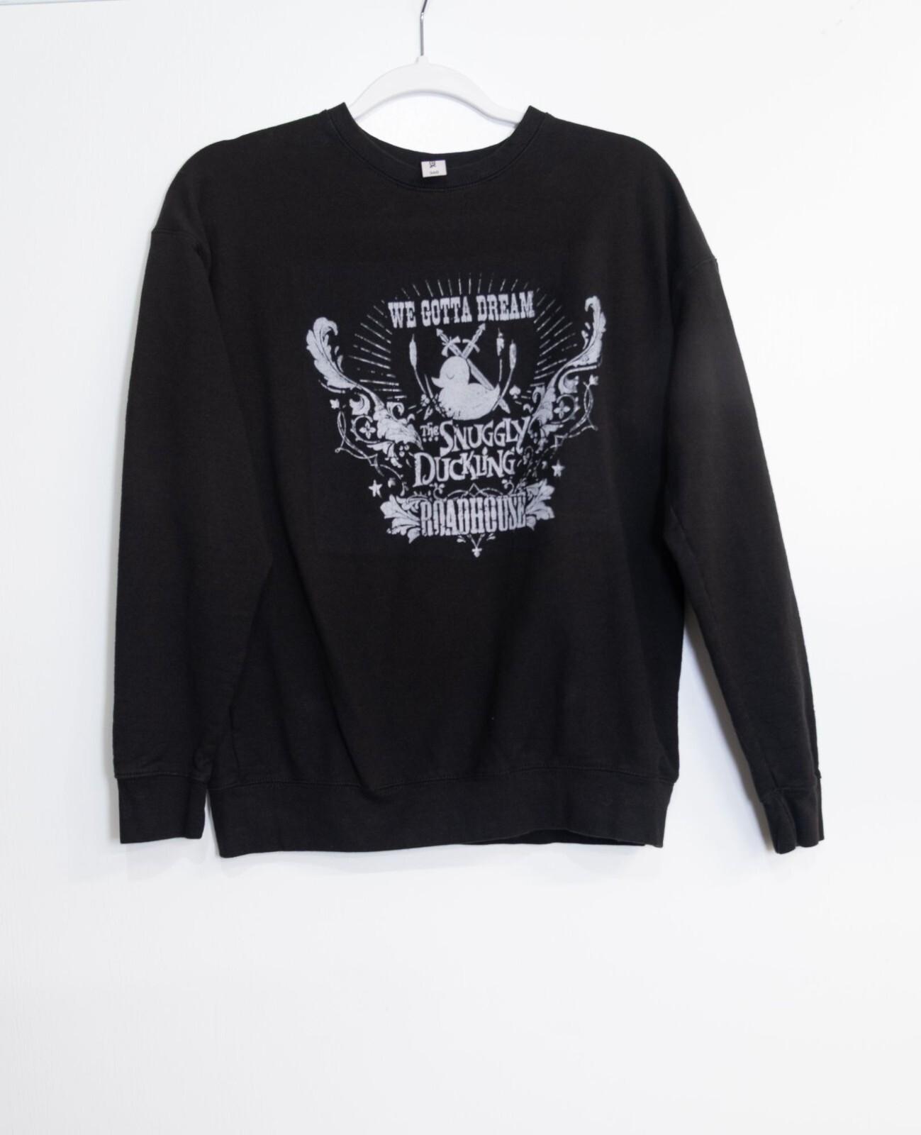 Disney Tangled Snuggly Duckling Roadhouse Black Graphic Sweatshirt Size S M