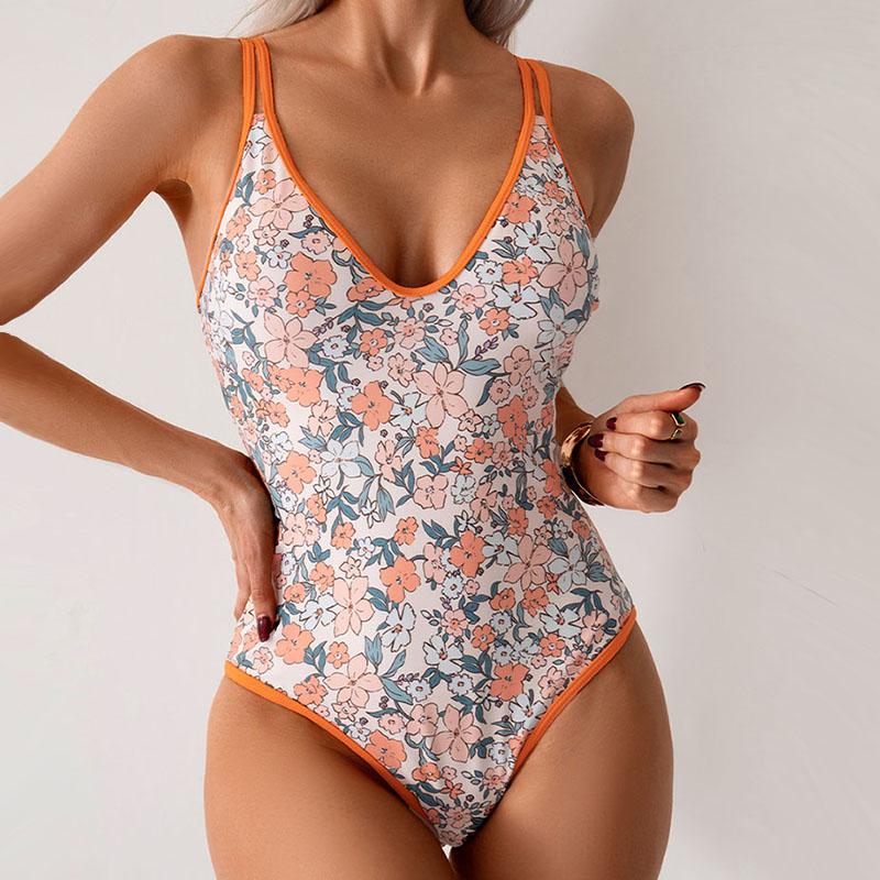 

Женский слитный купальник с цветочным принтом, бикини пуш-ап, консервативный купальник, женский купальный костюм для плавания, пляжная одежда, лето S