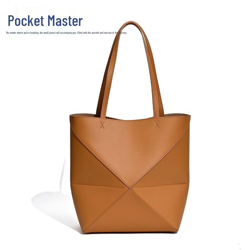 Douxiaozhu Puzzle Geometrická Deformovatelná Hovězí Kůže Skládací Tote Taška přes Rameno