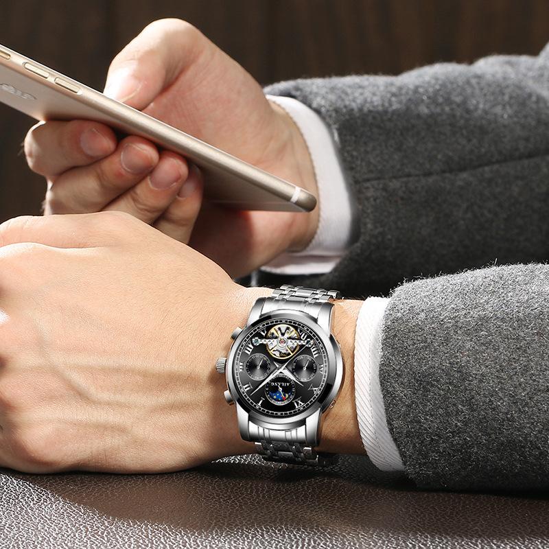 AILANG Neue Business Tourbillon Hohl Vollautomatische Mechanische Uhr Herrenuhr Wasserdichte Herrenuhr