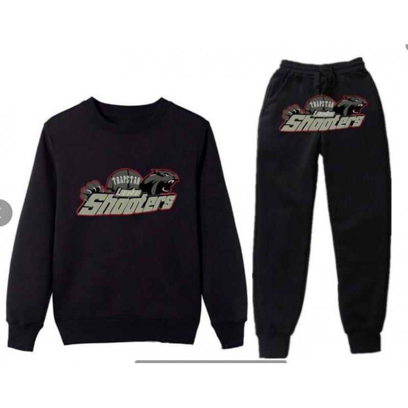 New Men's and Women's Casual Sports Suit, Red and Black Tiger Head Sweater and Sweatpants Suit.