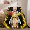 One Punch Man Home Textile Flannel Blanket, Printed Cartoon Style for Couch and Bed, Warm Comfortable Travel Throw_LIAN