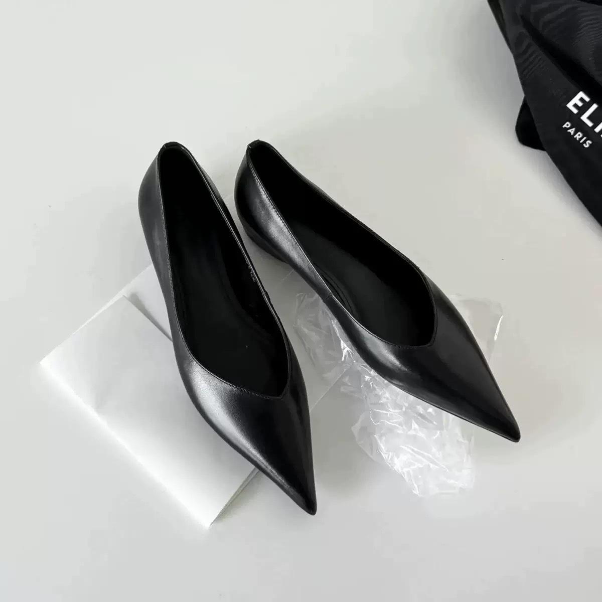 

Версия из овчины~ Простой ретро стиль верхняя одежда туфли для通勤 женские кожаные с острым носком на низком каблуке темпераментные на одной педали профессиональные одинарные туфли 35