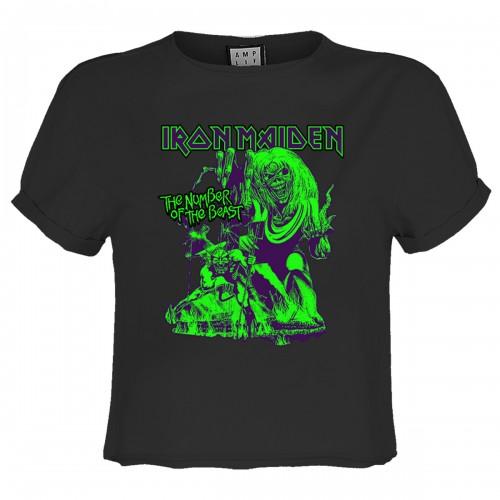Amplified Womens/Ladies Neon Beast Iron Maiden Crop Top