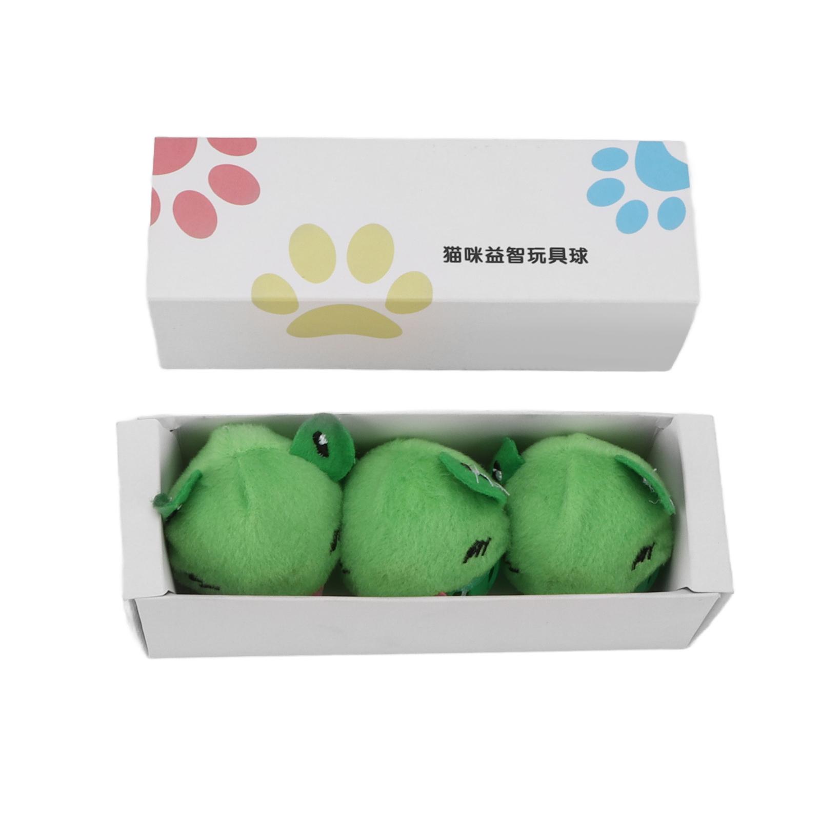 Plaid Ball Cat Toy Cute Furry Soft Frog Shape Bell Rattle Paper Cat Toy for Cats