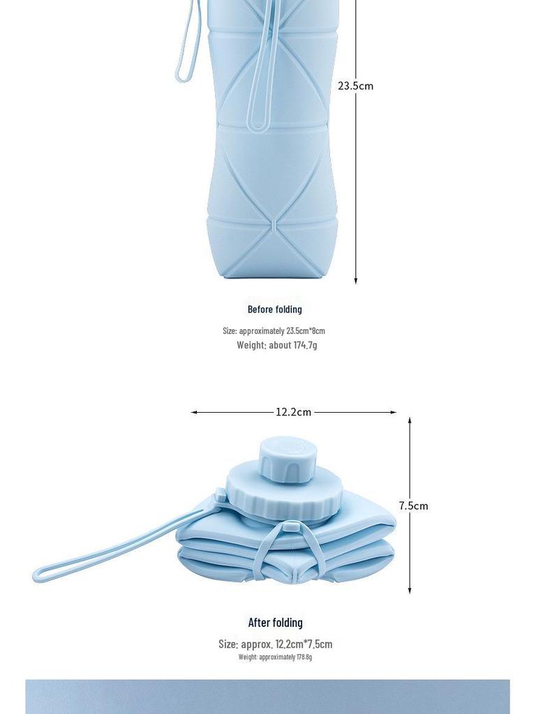 Thickened Silicone Collapsible Water Bottle for Outdoor Sports, Portable, Foldable, and Retractable Design