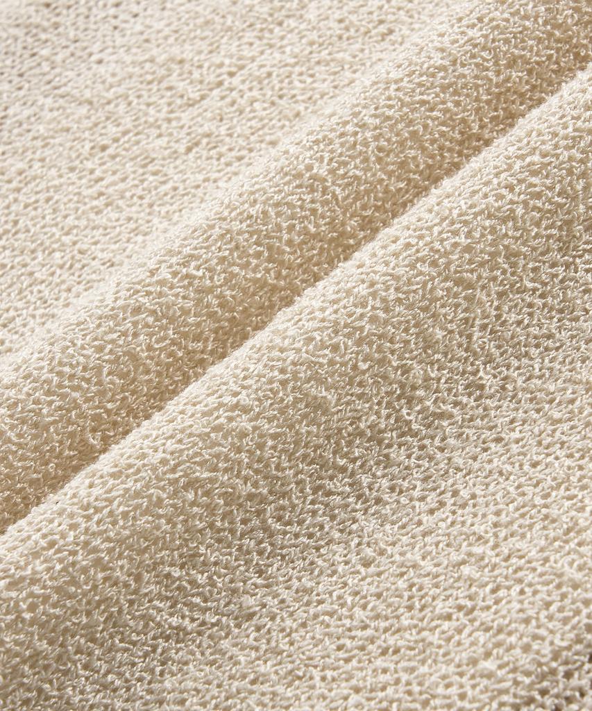 POLYGRAM Boucle Open Collar Half Knit - Beige