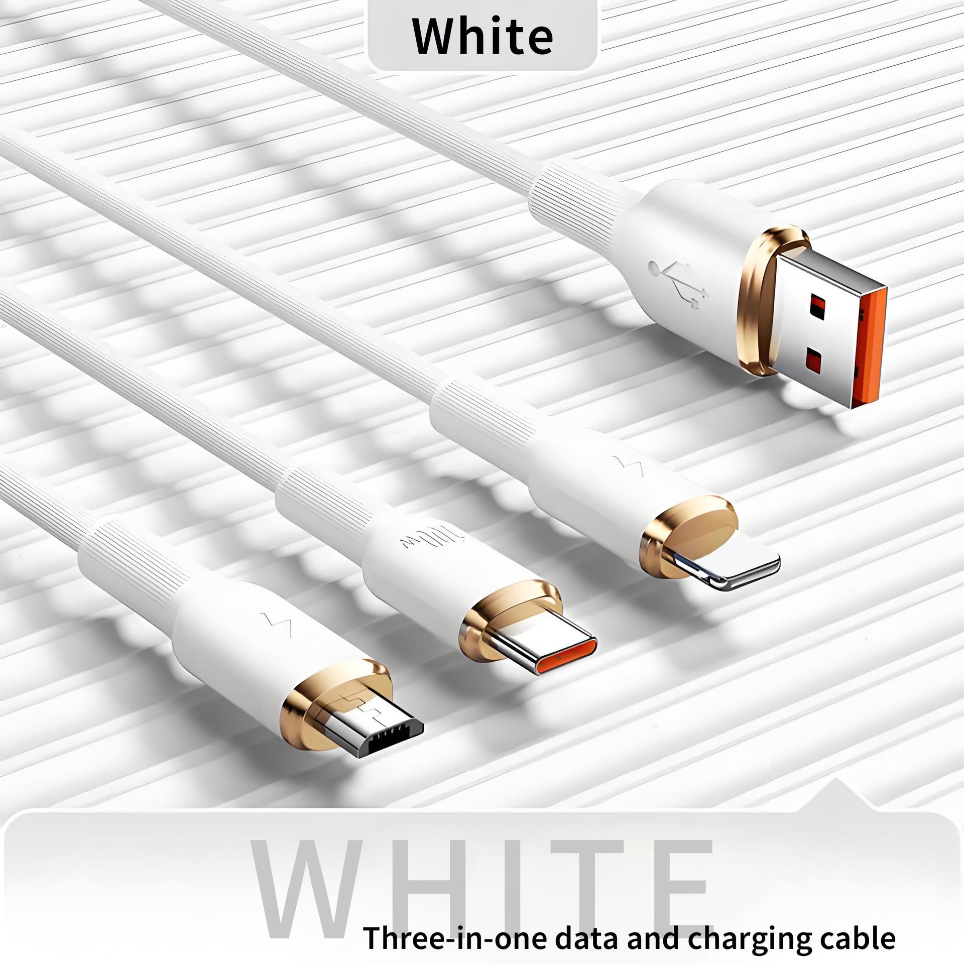 

100W Three-in-One Fast Charging Cable: Compatible with Apple, Huawei, and Android Devices 1m