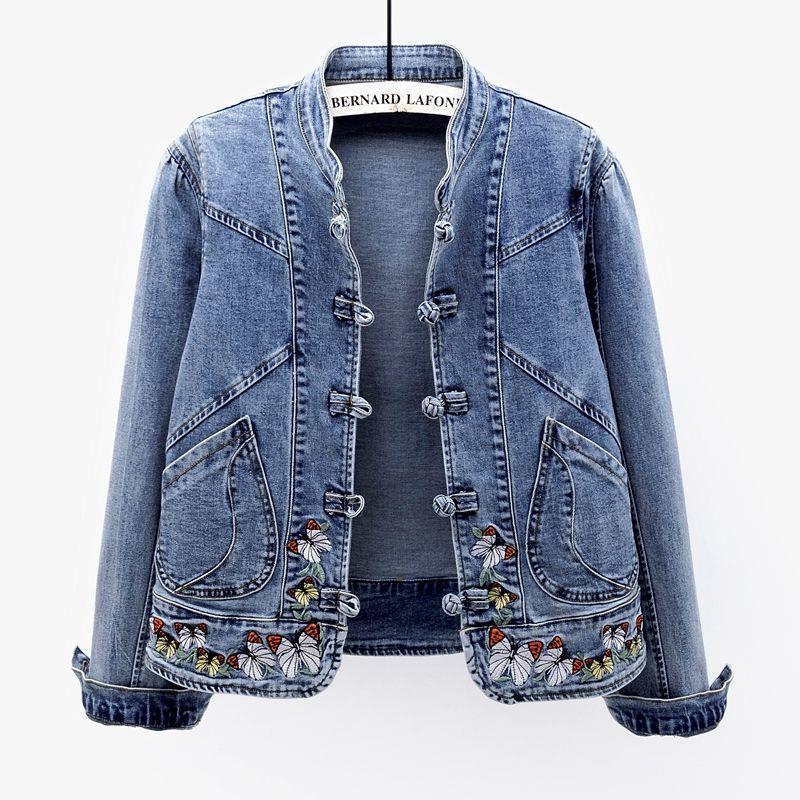 Nuovo cappotto corto da donna versatile in stile retrò cinese, giacca elastica ricamata, vestibilità slim