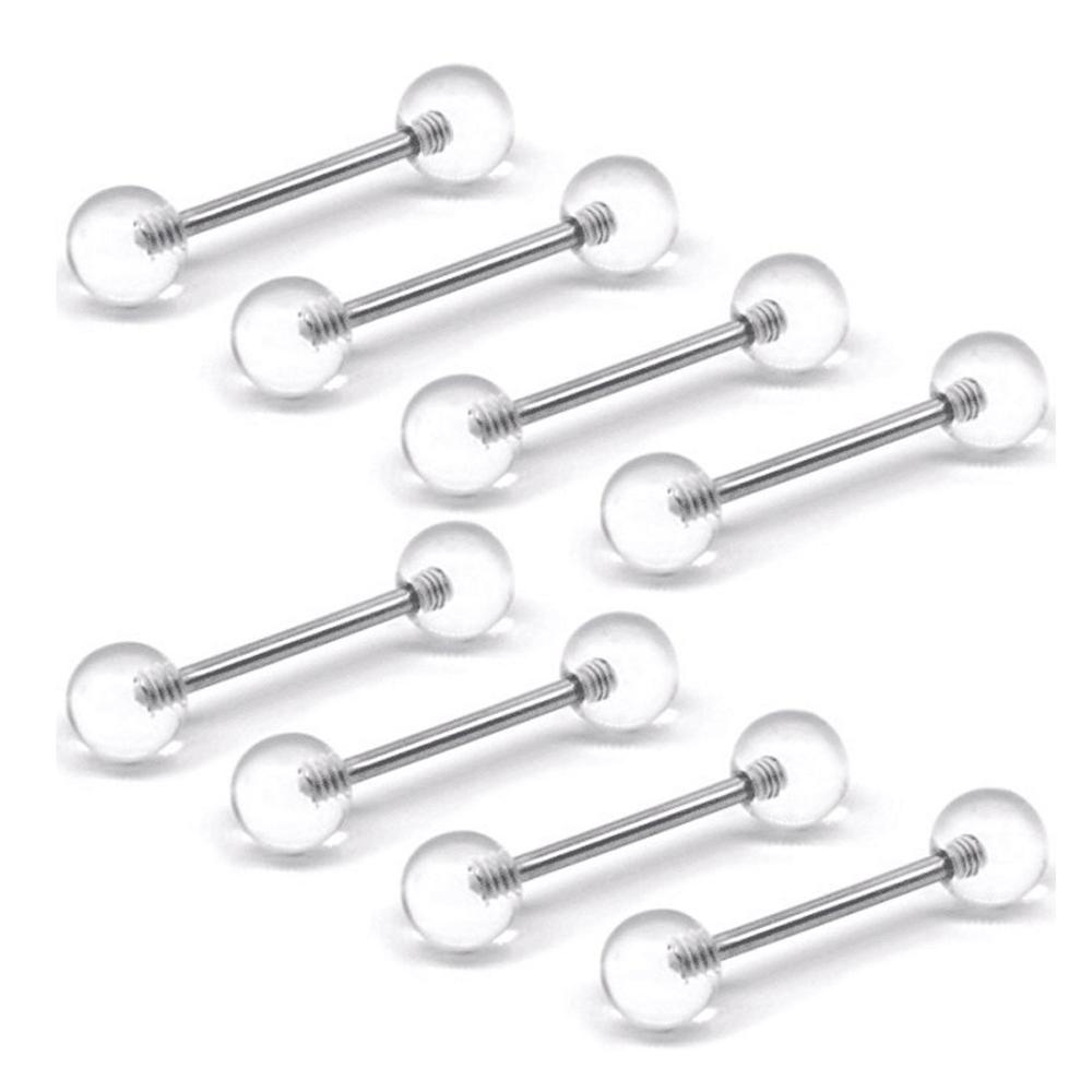 10PCS Random Colors Bioflex Nipple Barbell 16mm Acrylic Ball Tongue Rings Nipple Ring Retainer 14G Flexible Tongue Piercing Bar