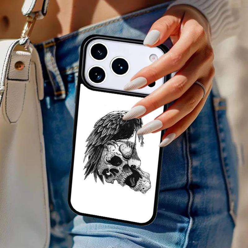 Raven Crow Skull pattern Phone Case For iPhone 17 Air 14 15 13 12 Max Cover For Apple 16e 11 Pro Max Plus Coque