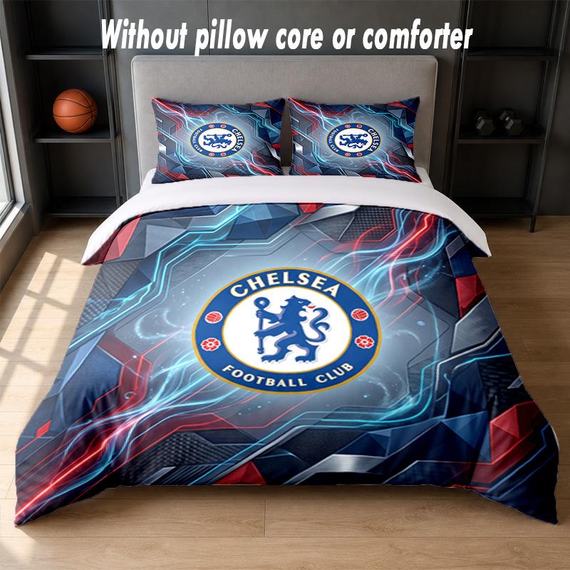 Chelsea FC Design Bed Bedding Set 1 Duvet Cover + 2 Pillowcases Soft Breathable Household Bed Linens