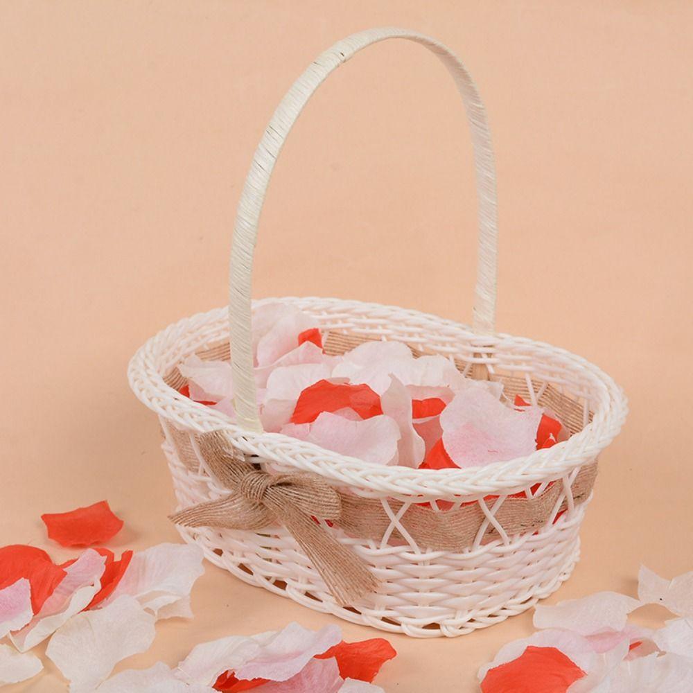 Beautiful Hand Made Storage Baskets With Handle Wicker Flower Basket  For Plant Home Wedding