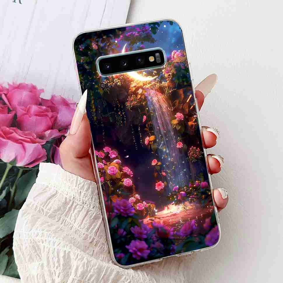 For Samsung Galaxy S10+ Case Fashion Design Soft Silicone TPU Back Cover For Samsung s10+ S10 Plus Butterfly Rose Phone Shell