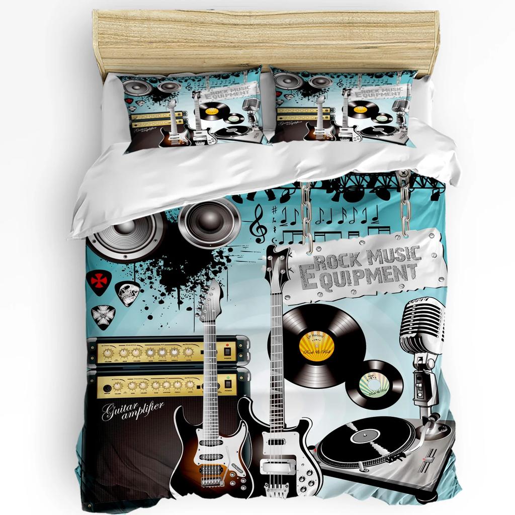 Rock Music Guitar Duvet Cover Bed Bedding Set For Double Home Textile Quilt Cover Pillowcases Bedroom Bedding Set (No Sheet)