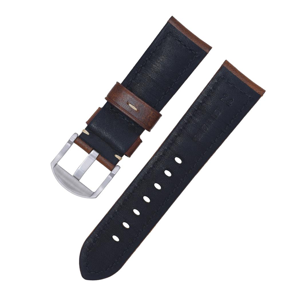 First Layer Genuine Cowhide Oil Wax Leather Business Watch Strap 18mm to 26mm Replacement for Cartier Watch Durable Wristband Accessory