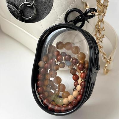 Schmuck Organizer Transparente Aufbewahrungsbox Beutel Mystery Box Plastikbox Niedliche Puppentasche mit Schlüsselanhänger Staubdichte Hülle
