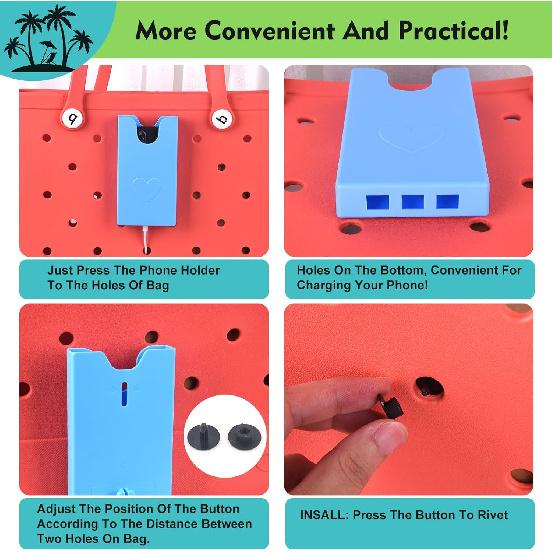 Phone Holder for Bogg Bag, Compatible with Large/Extra Large Simple Modern & Baby/Original Bogg Beach Bag, Accessories Phone Case Holder for Beach