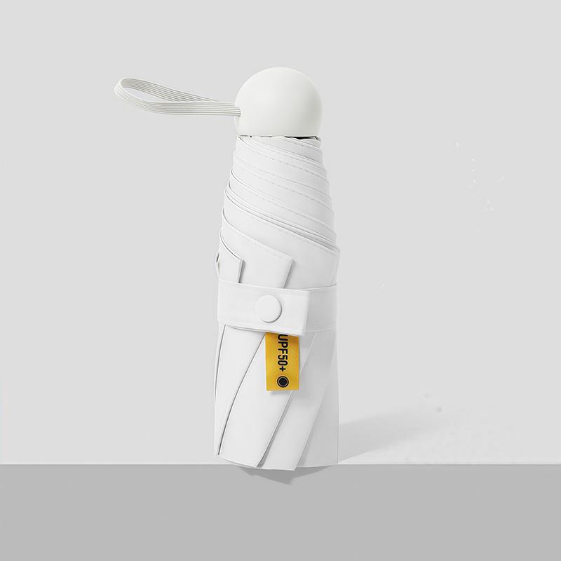 Compact Capsule Sun and Rain Umbrella: Thickened, UV-Protected, Dual-Use, Folding Black Glue Design