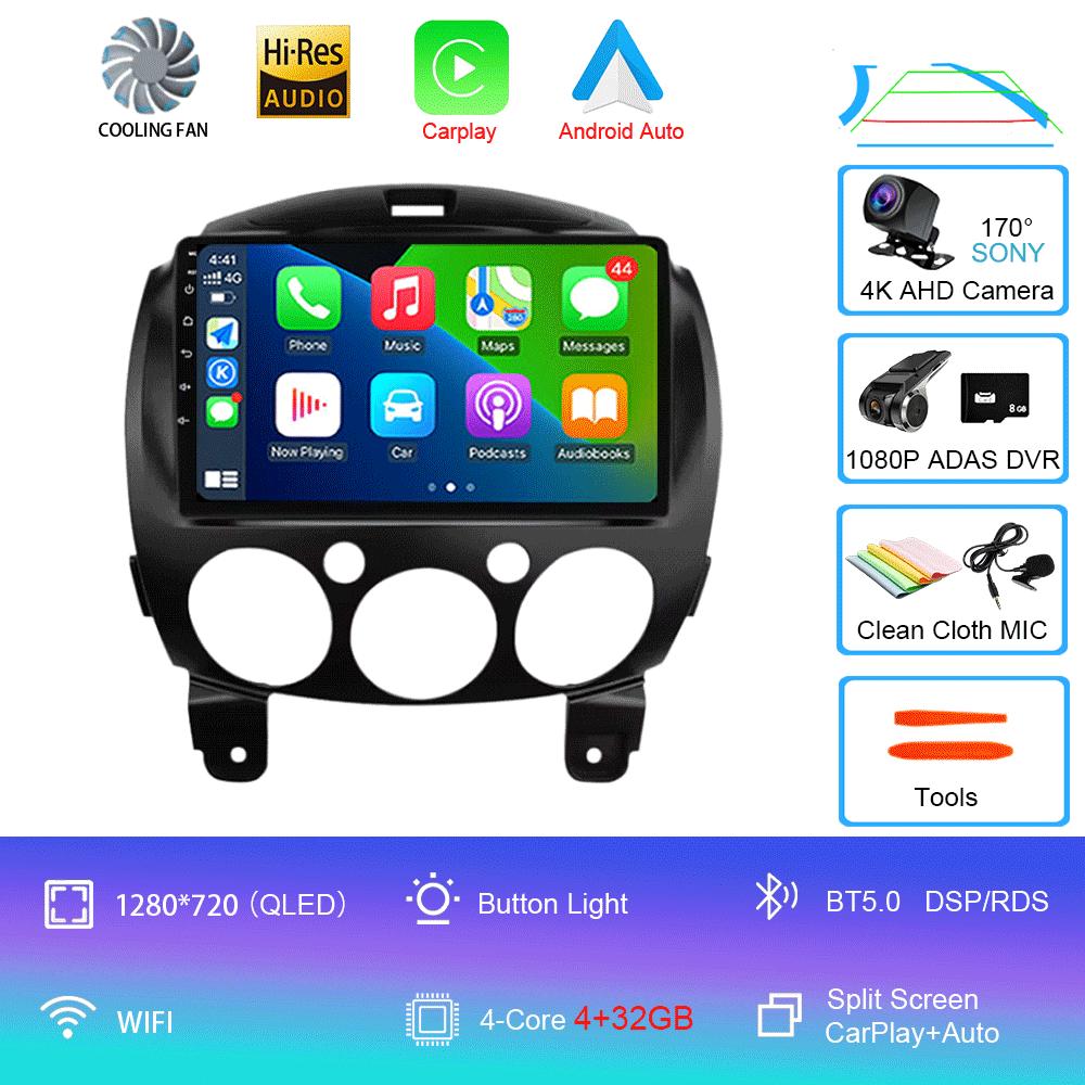 Android 14 For MAZDA 2 Mazda2 2007 2008 2009 2010 - 2014 Car Radio Stereo Player Support Tablet WiFi GPS Navigation 360 Camera