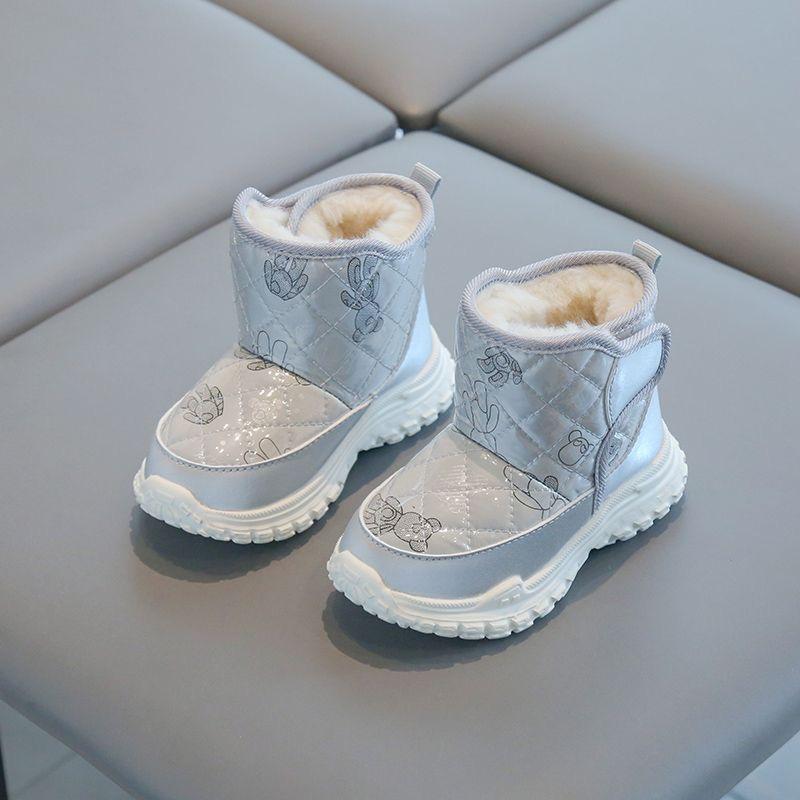 

Зимние детские зимние ботинки, для мальчиков и девочек, водонепроницаемые, теплые и нескользящие, детская хлопковая обувь 30 серый