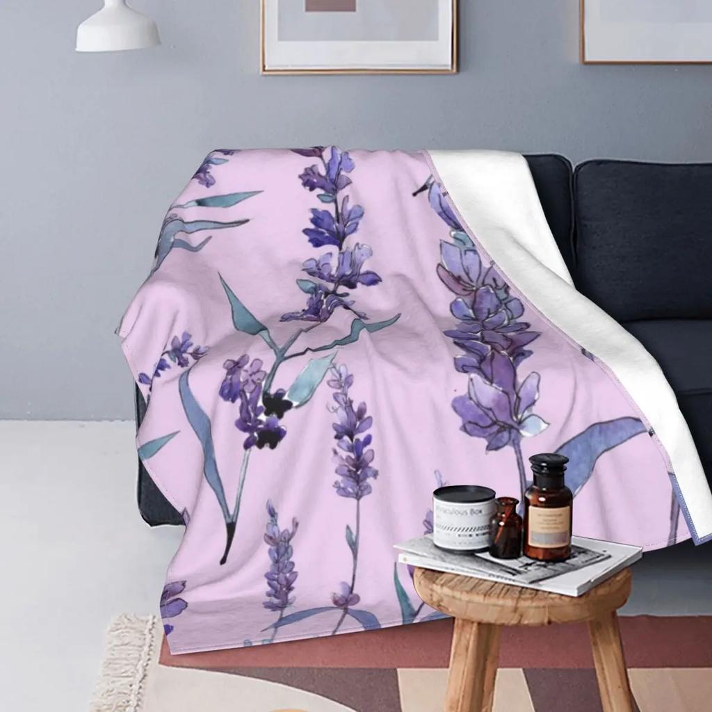 Schöne lavendelfarbene Blumenmuster-Kuscheldecke Weiche lila botanische Blumen-Decke Modische flauschige Fleece-Decke Twin King Size