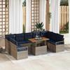 Garden Sofa Set with Cushions 10 Pcs Grey and Navy Blue