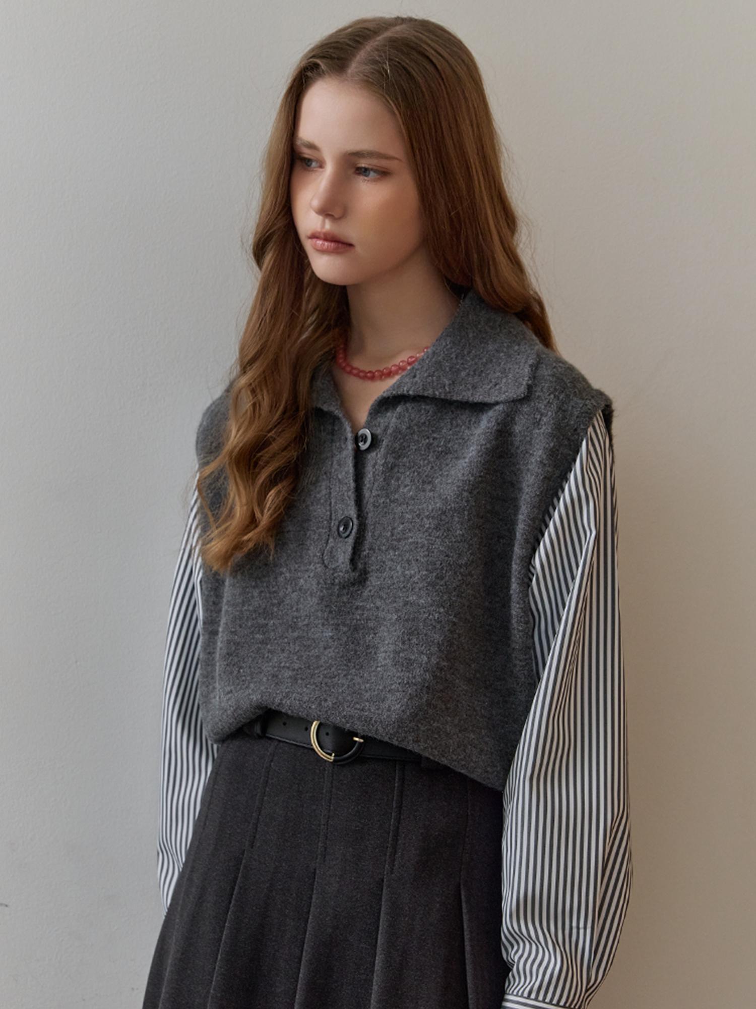 Maja Striped Shirt Layered High-Neck Knit Grey/Free