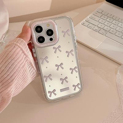 Kreatywne etui z lusterkiem i kokardą dla iPhone 17 iPhone 17 Pro Max