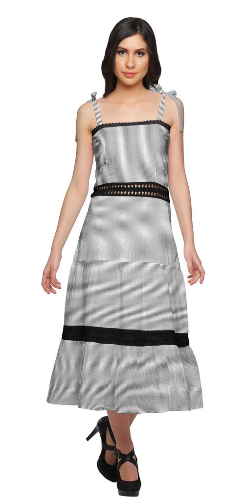 Moomaya Printed Adjustable Shoulder Strap Women Casual Sleeveless Long Dress